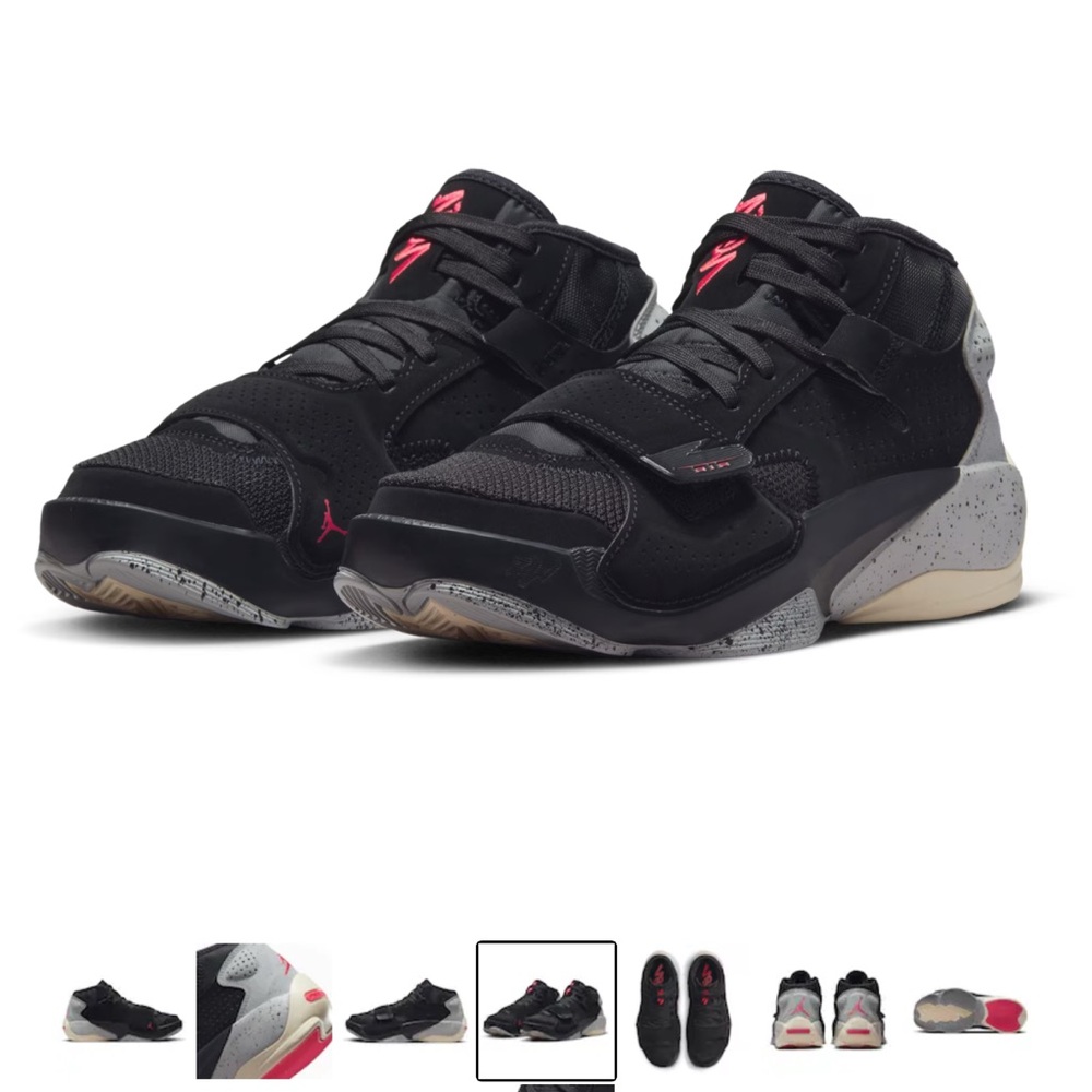 Jordan Black and Red Sneakers with Gray Accents